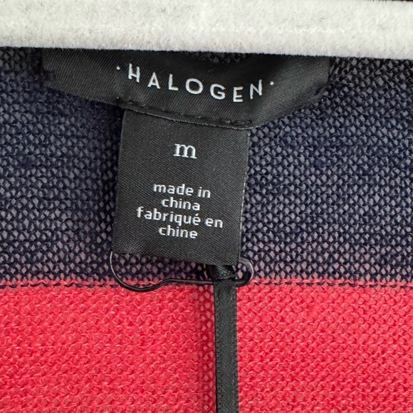 NWT Halogen Longline Open Front Cardigan Casual Summer Sweater Stripe Navy Red M - Picture 6 of 7